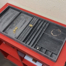 Ящик для хранения украшений в гардеробной - темно-серая элитная замша