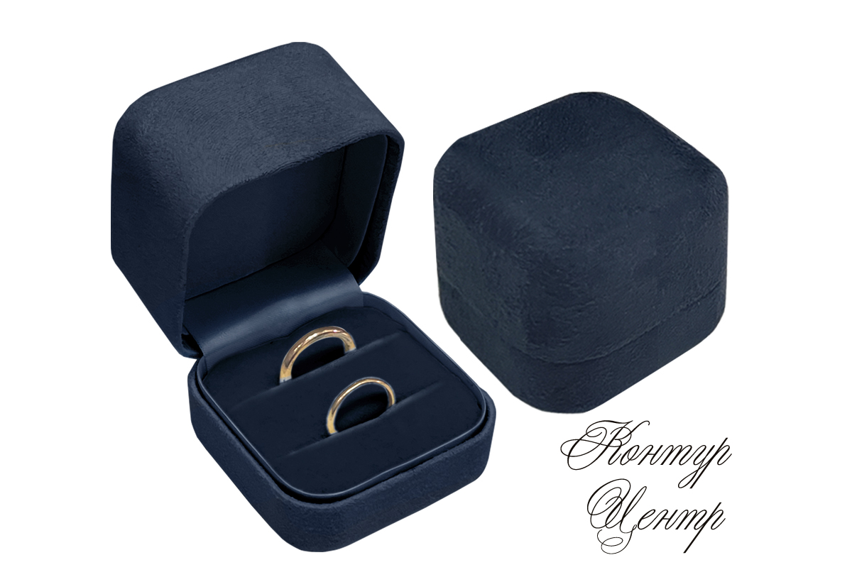 FU-502-1 Футляр для обручальных колец синий нубук. Р¦РµРЅР° - 1200руб. - С„РѕС‚Рѕ