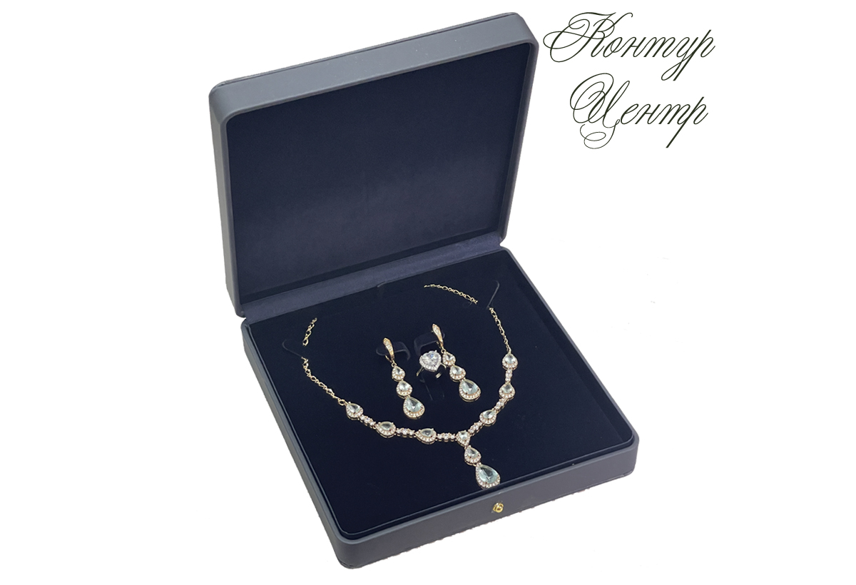 STS-4 Футляр для колье, ювелирного гарнитура синий. Р¦РµРЅР° - 2600руб. - С„РѕС‚Рѕ