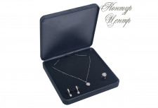 FU-504 Футляр для колье, ювелирного гарнитура темно-синий