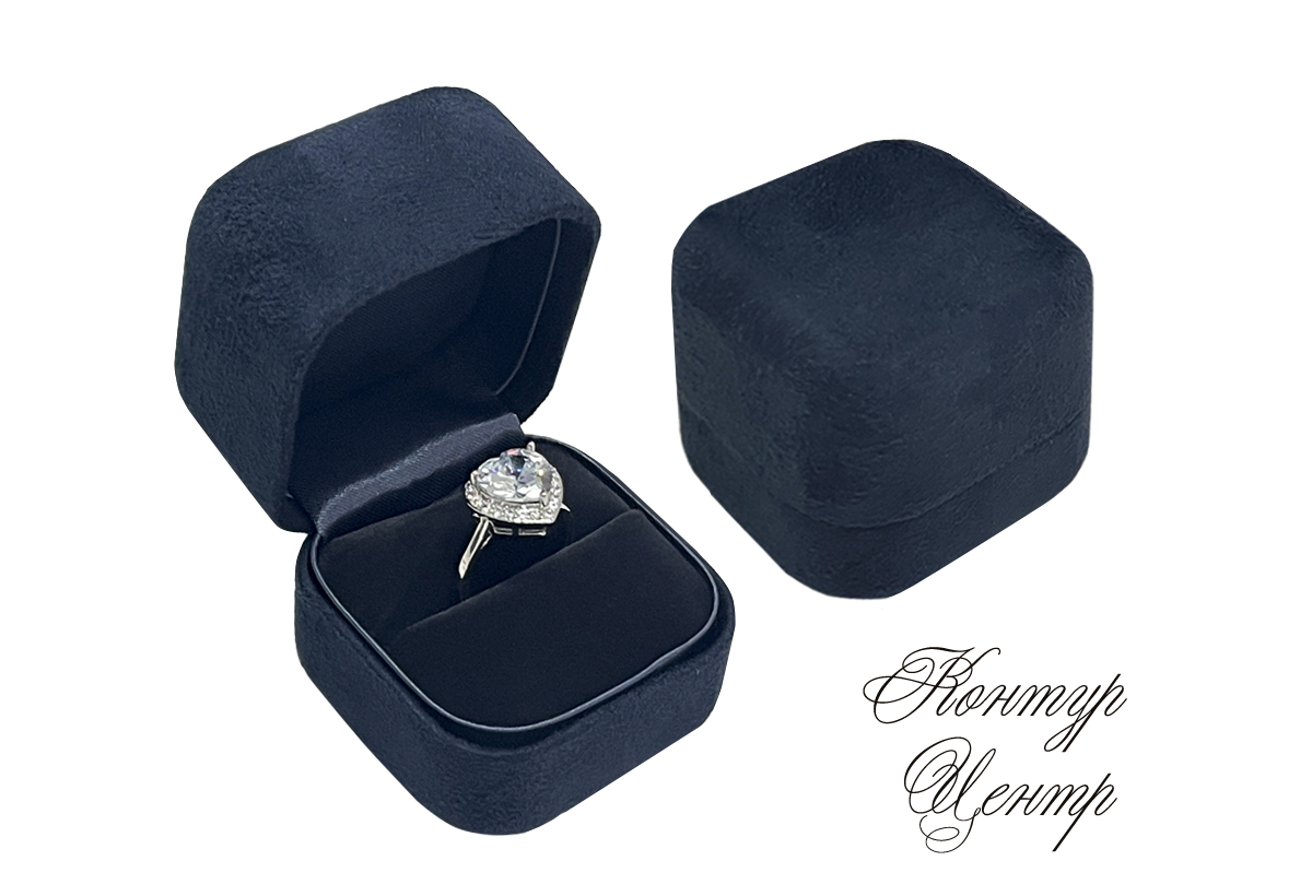 FU-501 Футляр для кольца темно-синий нубук . Р¦РµРЅР° - 1000руб. - С„РѕС‚Рѕ