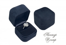FU-501 Футляр для кольца темно-синий нубук 